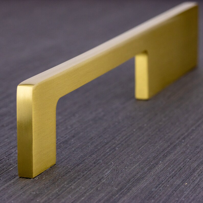 Solid Brass Modern Slim and Sleek Trim Pull Handle Brushed Etsy