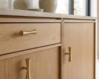 Solid Brass Mid-Century Modern Cabinet Knob - Brushed Brass