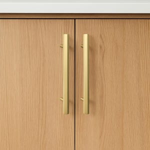 Brushed Brass Hexagon Cabinet Pull: Mid-Century Modern Bar Handle