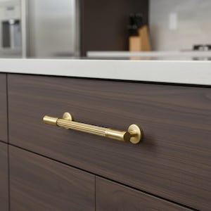 Modern Art-Deco Brass Empire Pull for Kitchen Cabinet Doors and Drawers *SHIPS FROM USA