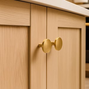 Hampton Round Brass Cabinet Knob - Modern 1.4"