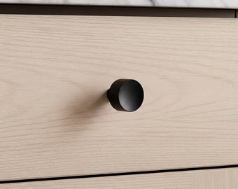 Concave Black Brass Cabinet Knob - Modern