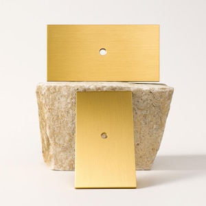 Brushed Brass Knob Backplate: Modern Rectangular Pull Plate (3" x 1.5")
