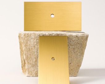 Brushed Brass Knob Backplate: Modern Rectangular Pull Plate (3" x 1.5")