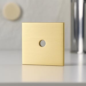 Brushed Brass Square Knob Backplate: Modern Cabinet Hardware (1.25 Inch)