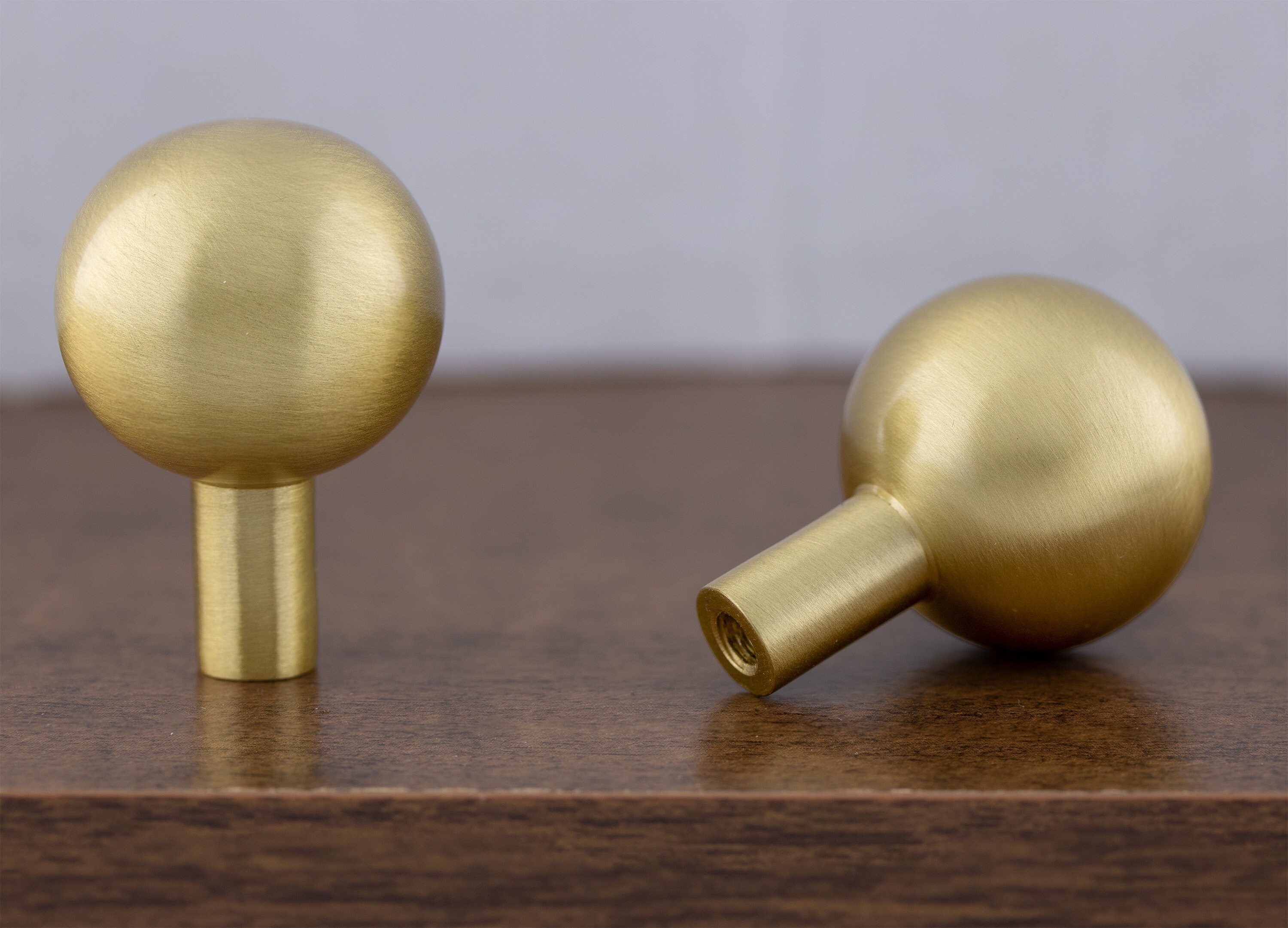 Solid Brass Modern Ball Knob Brushed Gold for Etsy