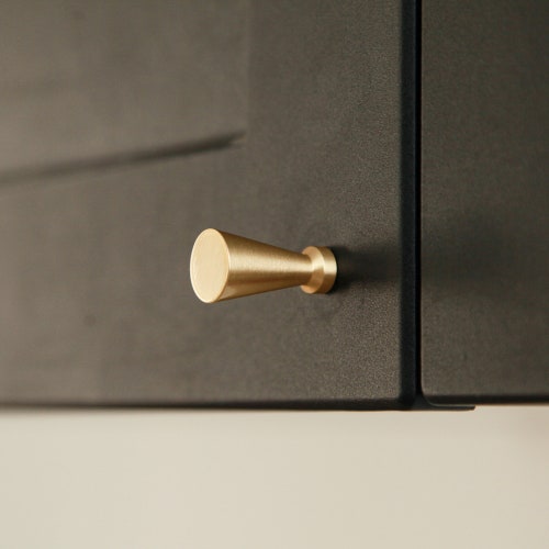 Mid Century Modern Solid Brass Drawer Knob Brass Hardware Etsy