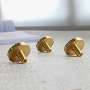 Mid-Century Modern Solid Brass Cabinet Knob in Brushed Brass Gold for Kitchen Cabinets, Dressers, and Furniture, Fast Shipping From USA image 5