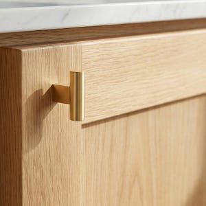 Brushed Brass Gold Cooper T Knob: Mid Century Modern Cabinet Hardware