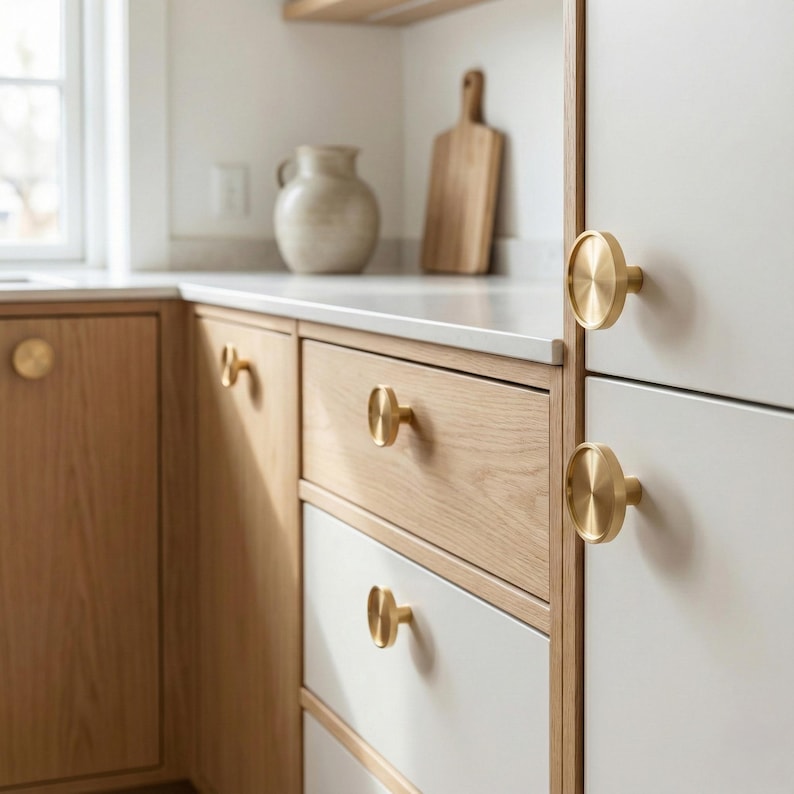 Florence Redefine Hardware Brass Mid-Century Modern Round Cabinet and Drawer Knob *SHIPS FROM USA image 8