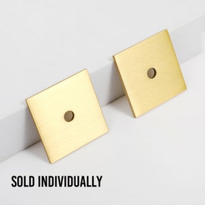 Brushed Brass Square Knob Backplate: Modern Cabinet Hardware (1.25 Inch)