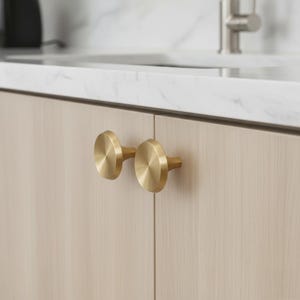 Gałka mosiężna Milan Mid Century Modern: uchwyt do szuflady szafki – wysyłka z USA