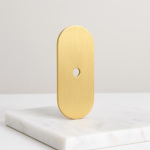 Brushed Brass Knob Backplate: Modern Cabinet Hardware (2.25" x 1")