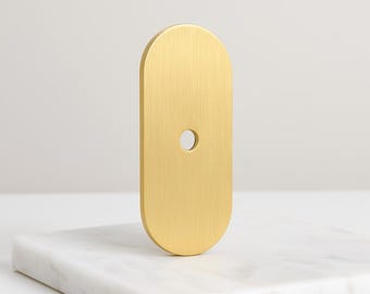 Brushed Brass Knob Backplate: Modern Cabinet Hardware (2.25" x 1")