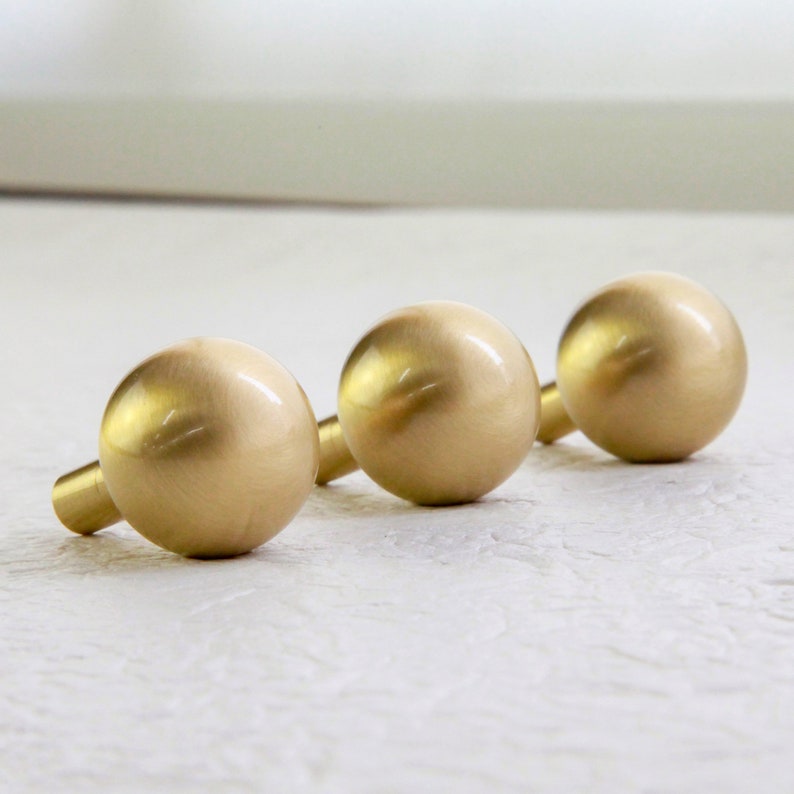 Solid Brass Modern Ball Sphere Knob Brushed Brass for Etsy