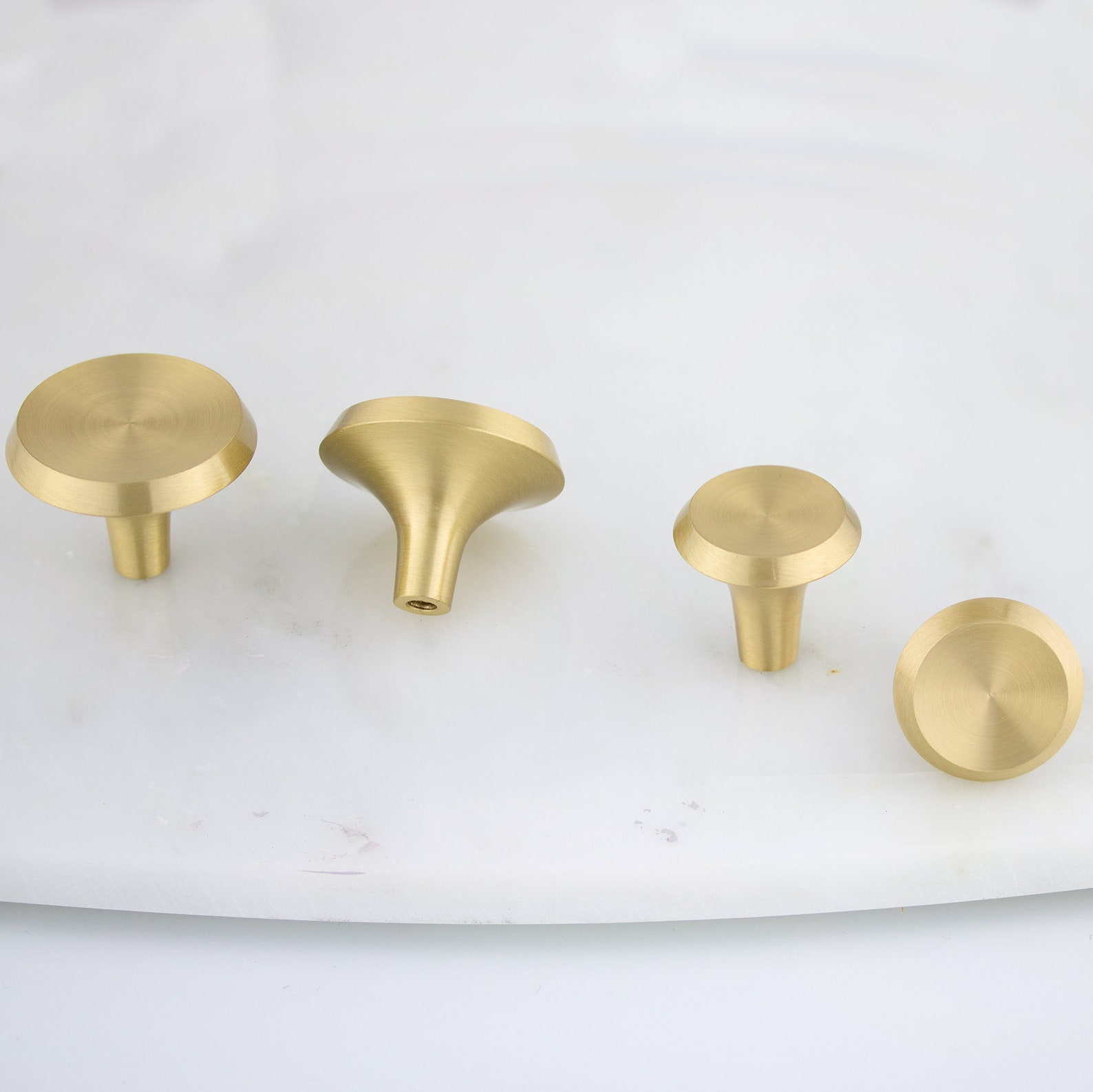 Mid Century Modern Solid Brass Brushed Gold Knob High Etsy