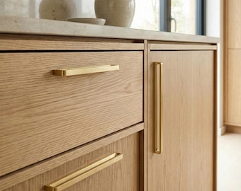 Pinch Brass Mid Century Cabinet Pull - Slim Modern design