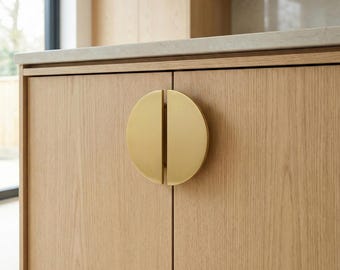 Half Moon Brass Mid-Century Modern Cabinet Pull (2 Pulls)