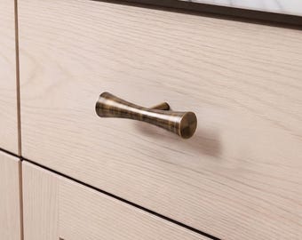 Solid Brass Mid-Century Modern Cabinet Knob - Antique Brass - Bronze