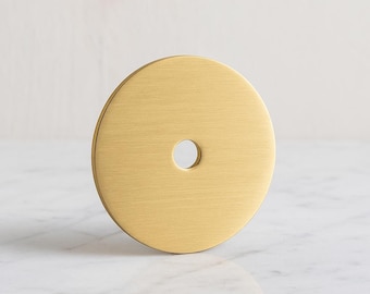 Round Brass Knob Backplate 1.5"- Modern Design - Handmade