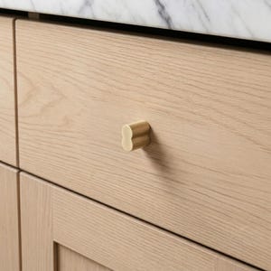 Redefine Hardware Brass Clover Cabinet Knob: Modern Brushed Brass Gold Finish
