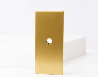 Rectangle Brass Knob Backplate - Modern (2.25 in x 1 in)