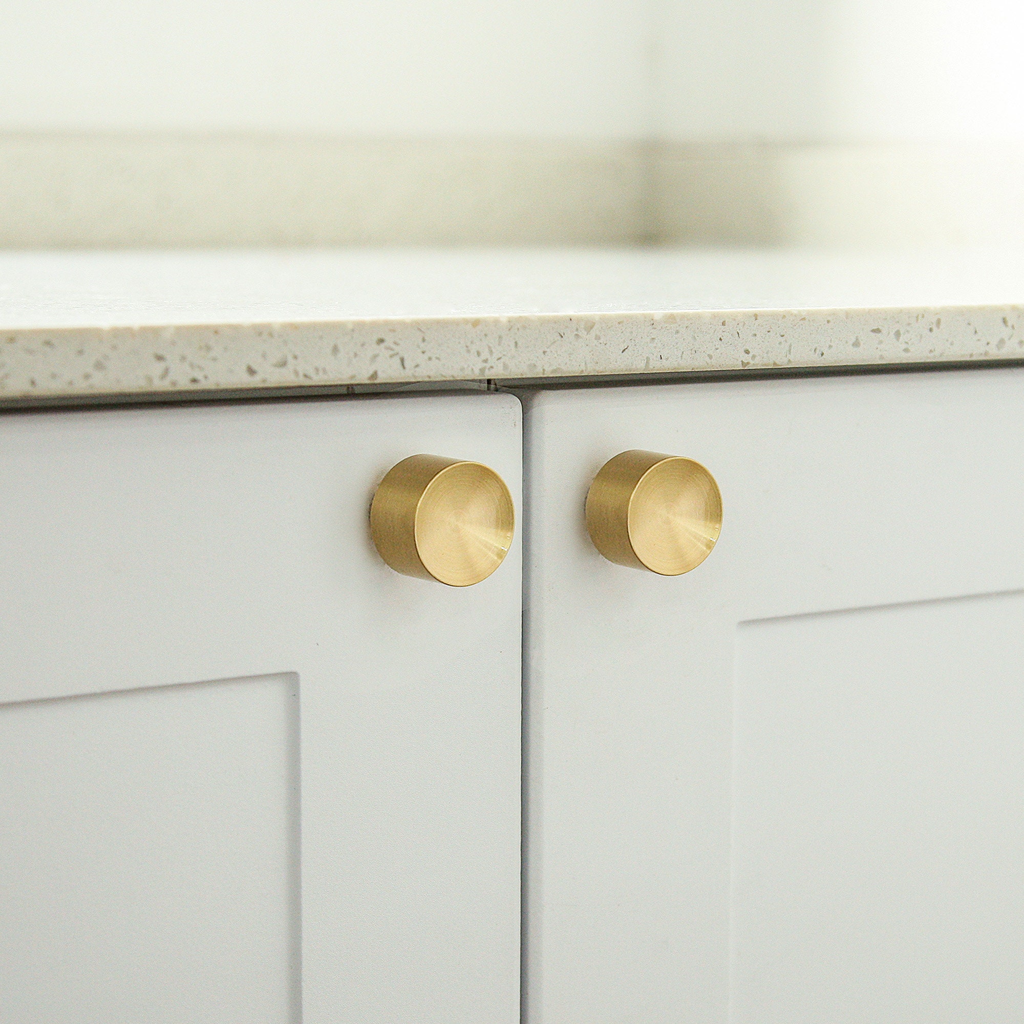 Brass Cabinet Knobs, Sunburst, Solid Brass, Available in Two