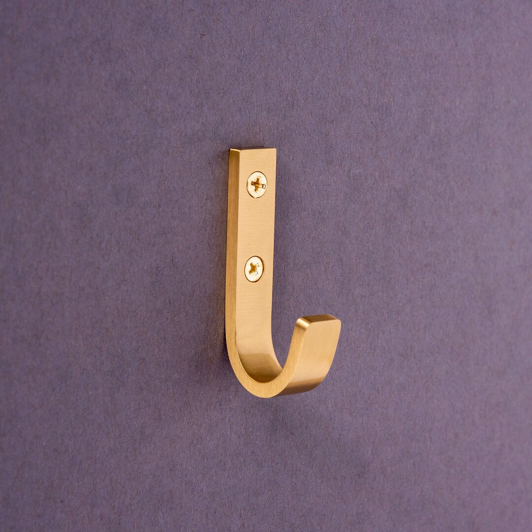 Joplin Brass Modern Wall J Hook for Mudrooms, Bathrooms, Laundry Rooms