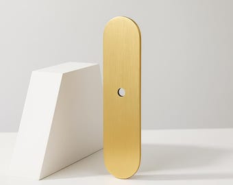 4.25" X 1" Brass Knob Backplate | Modern | For Cabinet Drawers and Doors