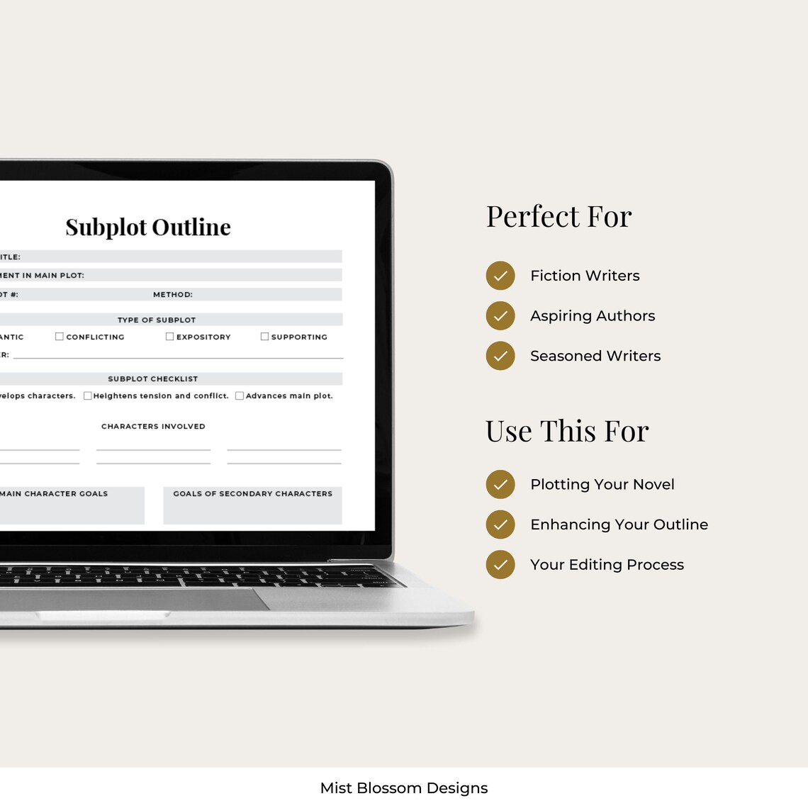 Subplot Outline Novel Template Writing Planner Novel - Etsy