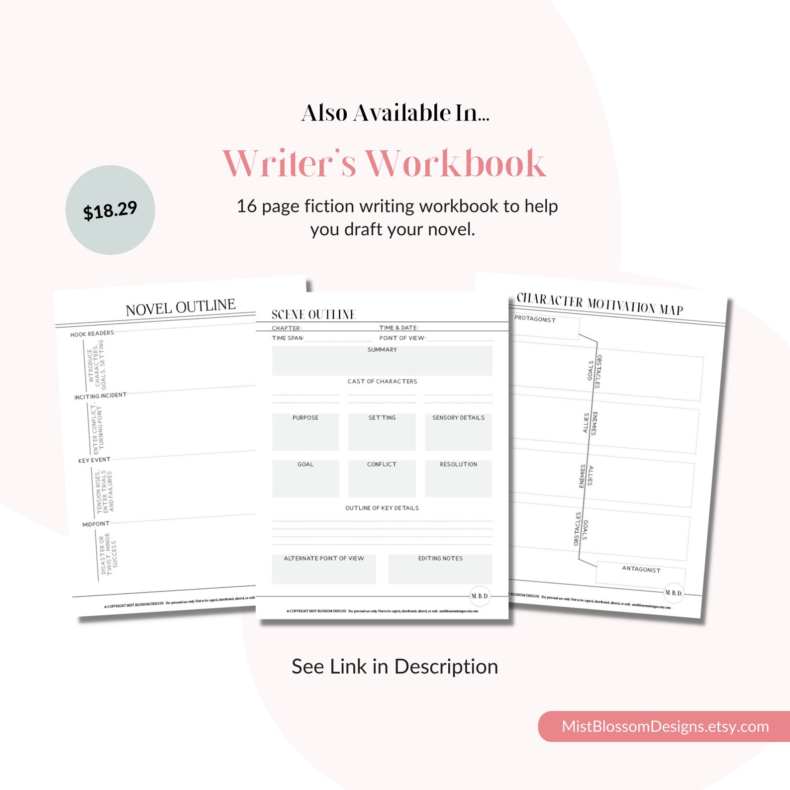 Novel Writing Outline Writing Template Writing Planner | Etsy