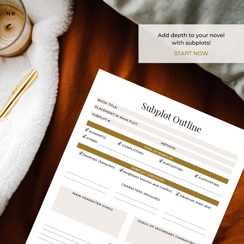 Subplot Outline Novel Template Writing Planner Novel - Etsy