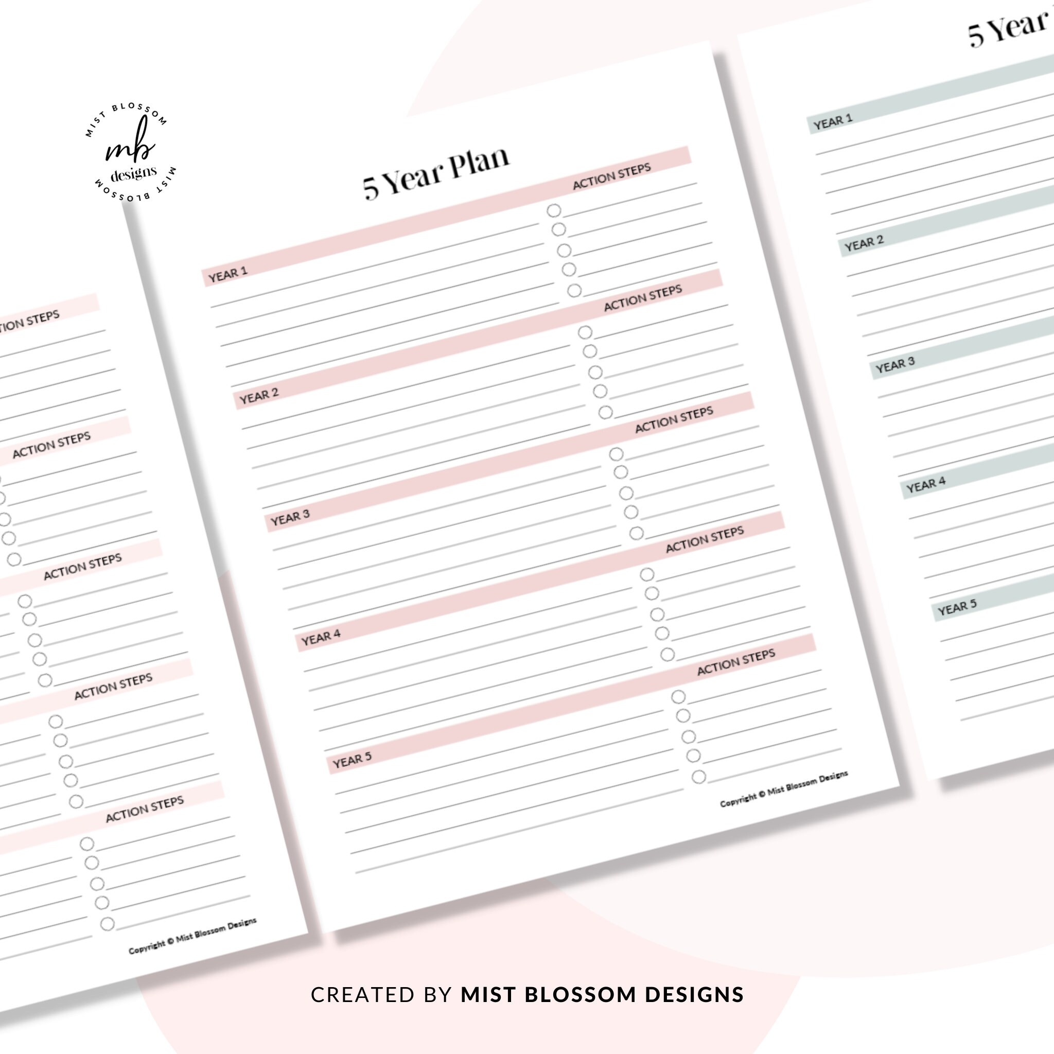 Five Year Plan Printable Editable 5 Year Vision Plan Goals | Etsy
