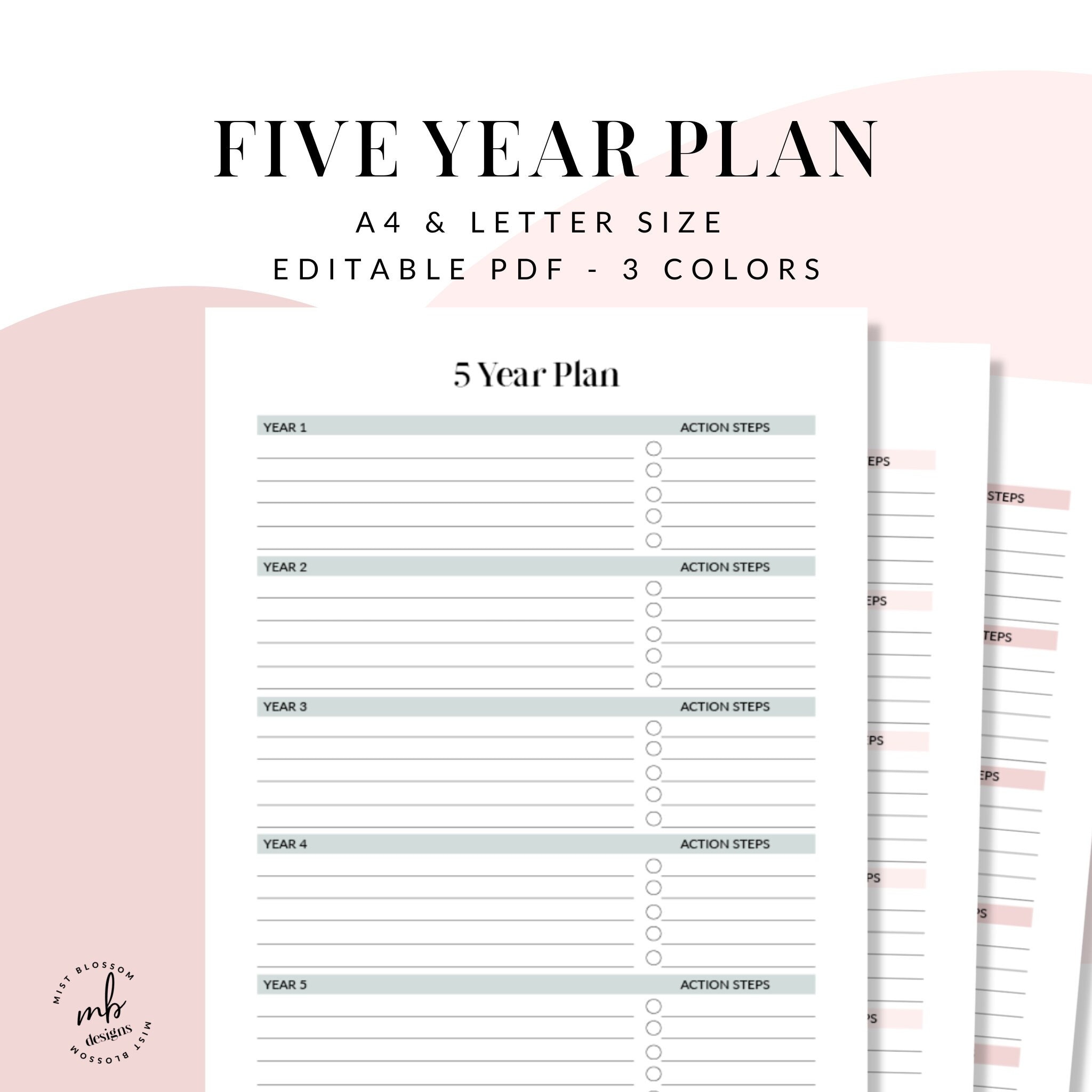 Printable 5 Year Plan Template Printable 5 Year Plan Template