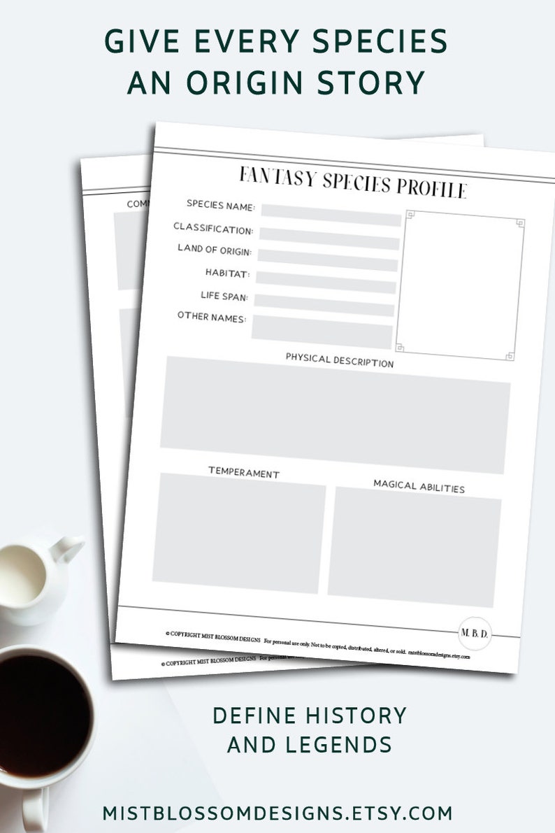 Fantasy Species Profile Creature Sketch Fantasy Species Bio | Etsy