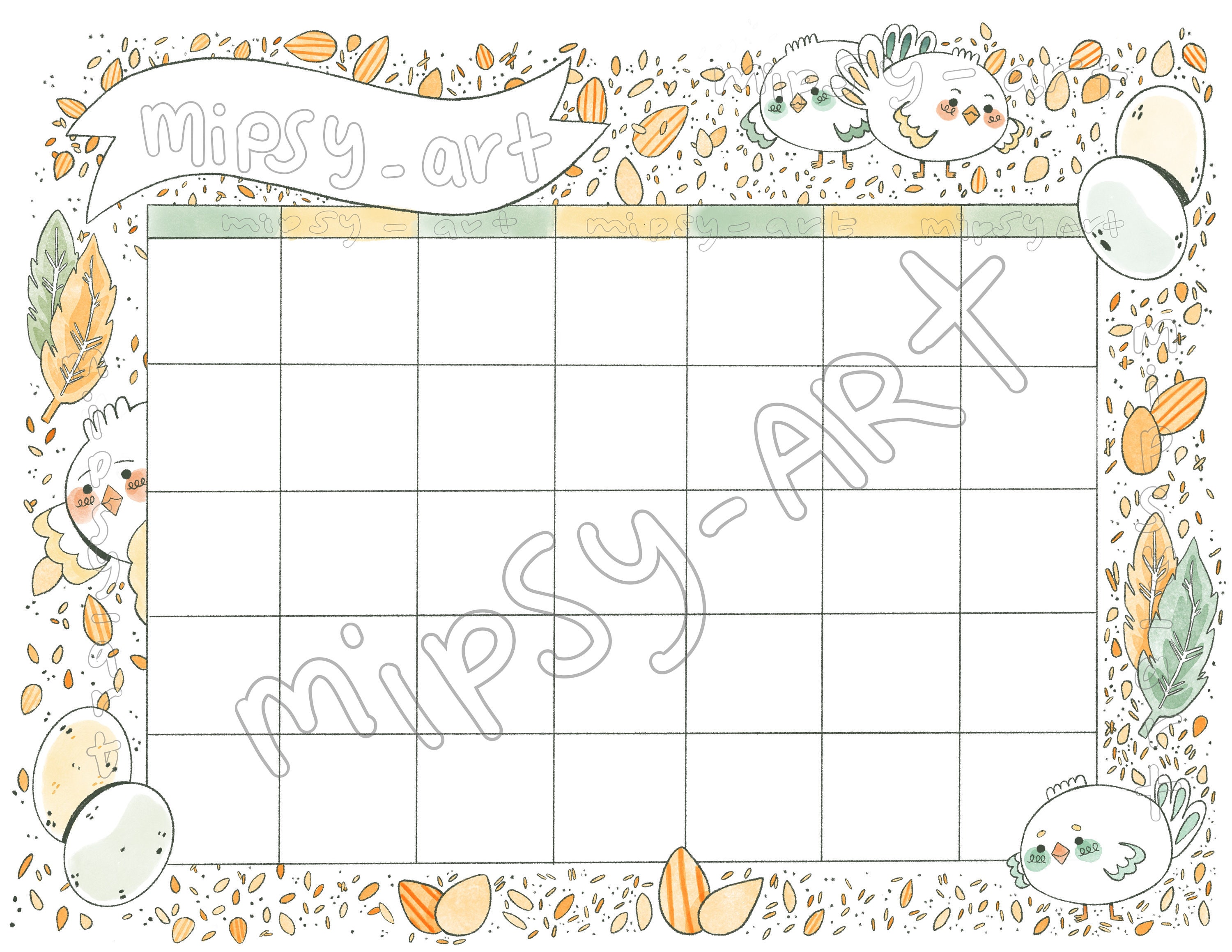 Unmarked Chicken Calendar Digital Download | Etsy
