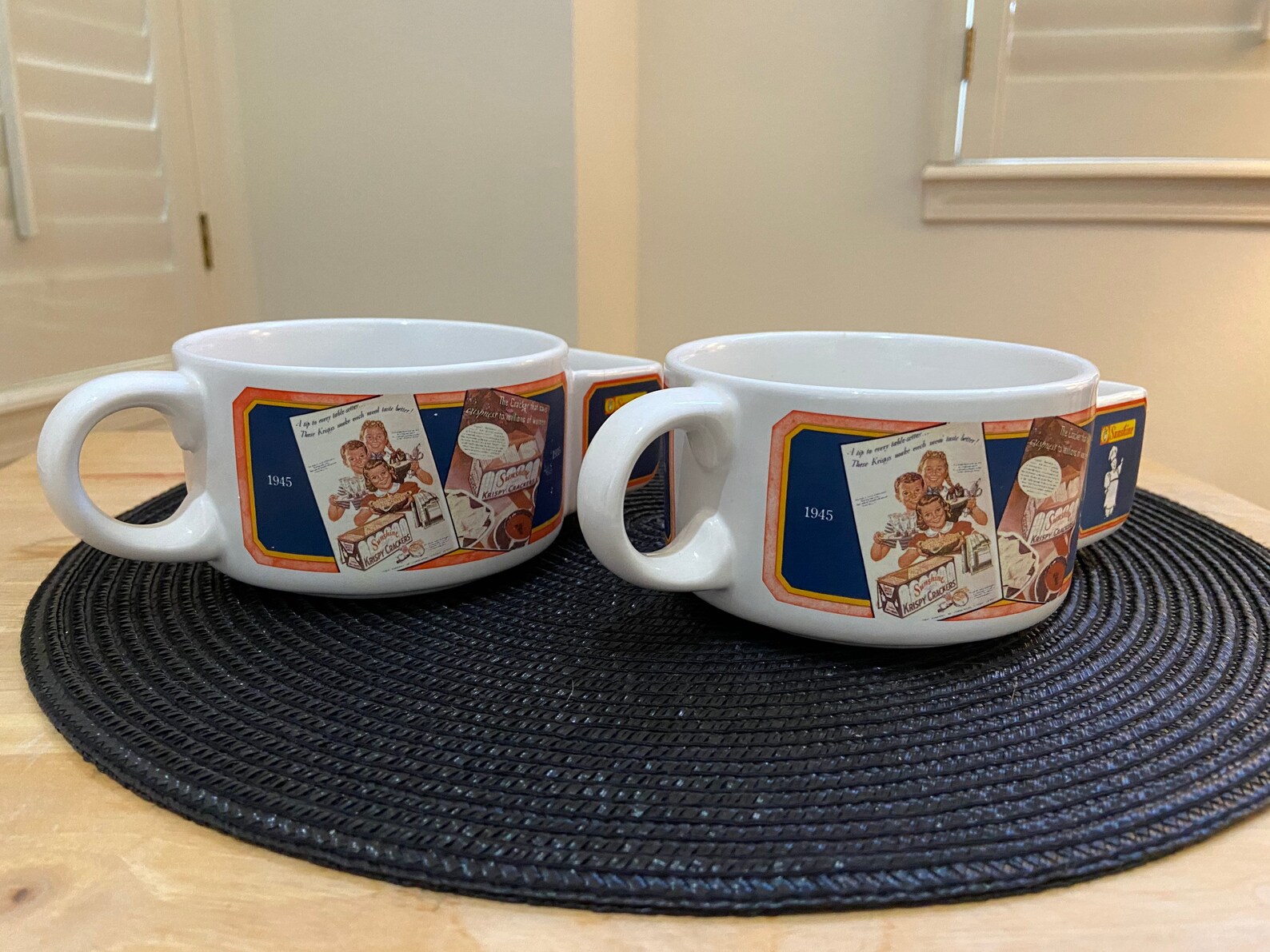 Sunshine Crackers Vintage Soup Bowls With Cracker Holder Set Etsy