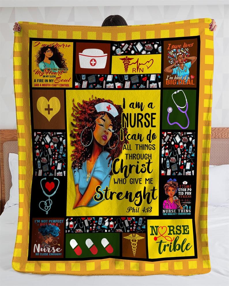 Black Nurse Blanket All size Fleece Sherpa Woven Gift For Etsy