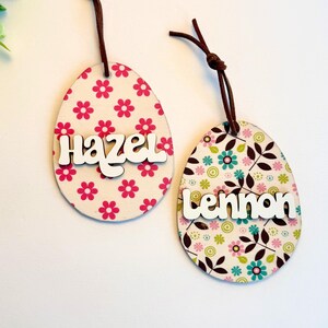 Easter Basket Name Tag/ Bunny Tag/ Easter Ornament/ Bunny Name Tag Modern prints  Custom