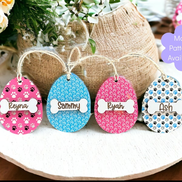 Personalized Pet Easter Basket Name Tag for Dogs/ Dog Tag/ Easter Ornament/Egg Dog Name Tag/ pick your pattern