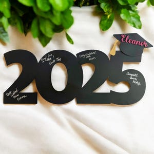 Graduation 2025 Wood Guest Book with Name, Wood Graduation sign, Grad party photo prop, Senior Graduation Keepsake