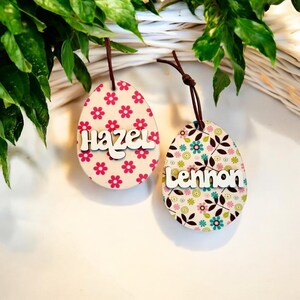 Easter Basket Name Tag/ Bunny Tag/ Easter Ornament/ Bunny Name Tag Modern prints  Custom