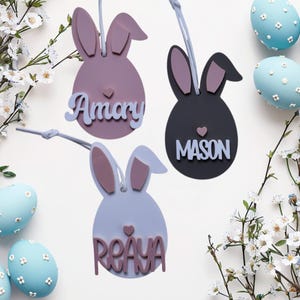 Easter Basket Name Tag/ Bunny Tag/ Easter Ornament/ Bunny Name Tag Modern prints  Custom