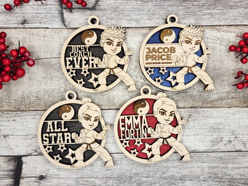 Animated Customized Wood Martial Arts Christmas Ornament Etsy