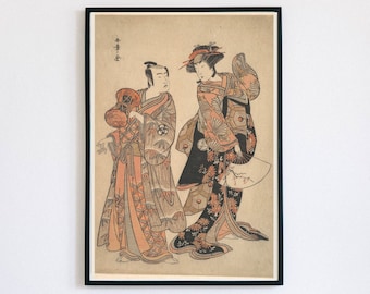 Vintage Japanese Wood Block Print, (Digital Download)  Katsukawa Shunshō