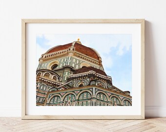 Florence Cathedral Watercolor Print - Italian Architecture Wall Art - Duomo di Firenze Painting - Italy Travel Decor - Italy Watercolor Art