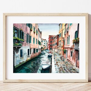 Rainy Venice Canal Watercolor Painting Art Print, Italy Watercolor Art Print, Venice Italy Wall Decor, Venice Italy Painting, Italian Art