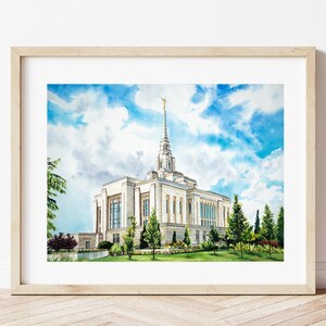 Ogden Utah LDS Temple Watercolor Print, Watercolor Temple Painting, LDS Temple Wall Art, Temple Marriage, Wedding Missionary Baptism Gift