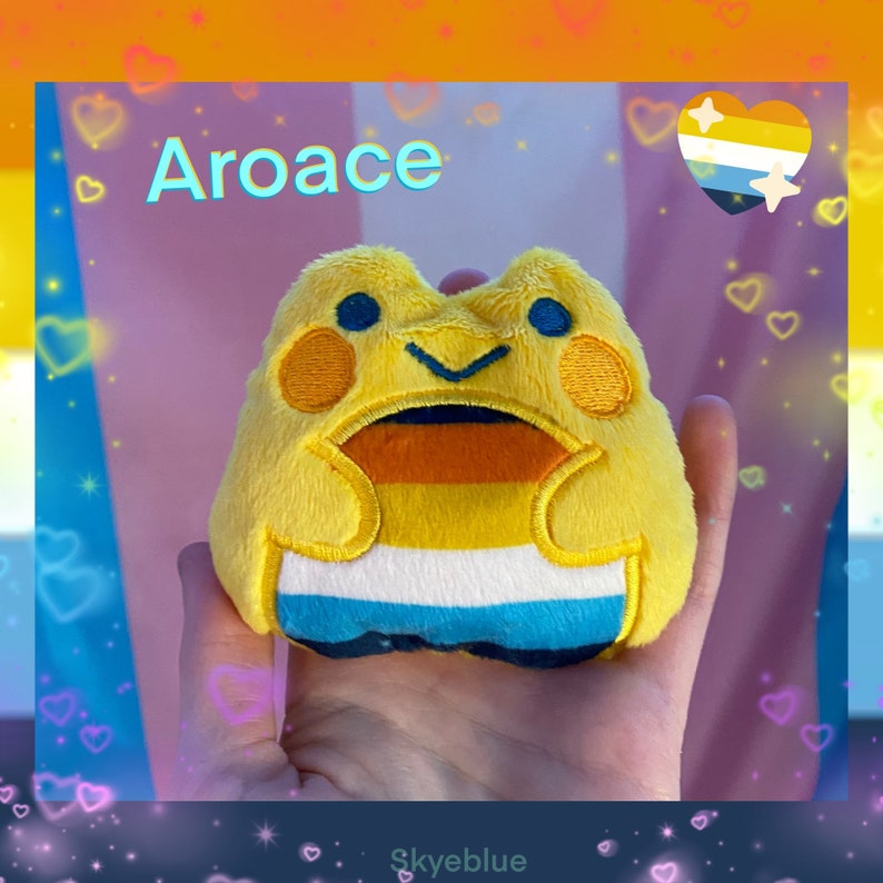 AroAce Frog Plushie  -Asexual Aromantic Pride Gifts hand made queer fidget plush 