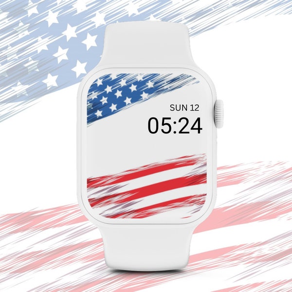 American Flag Apple Watch Face, Patriotic Rustic Watch Wallpaper, Americana Background, USA Apple Watch Screen, US America